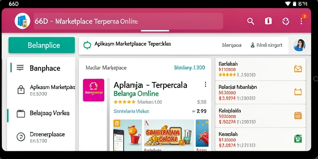 Tampilan antarmuka aplikasi Marketplace 66D yang user-friendly.