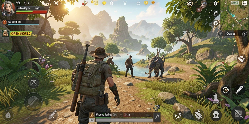 Screenshot menampilkan antarmuka permainan Open World 9SL yang menakjubkan.
