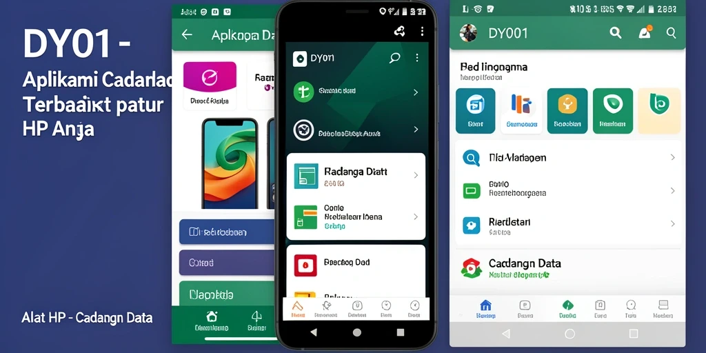 Antarmuka aplikasi DY01 yang sederhana dan intuitif untuk cadangan data.