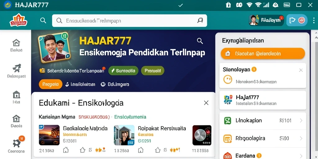 Antarmuka aplikasi Ensiklopedia HAJAR777 yang informatif