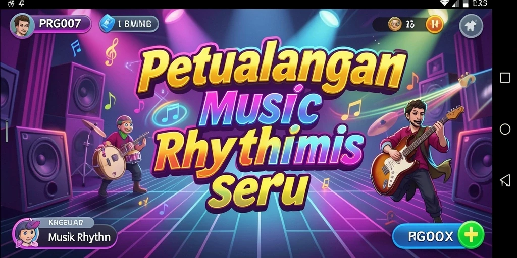 Screenshot antarmuka PRG007 yang menampilkan gameplay Musik Rhythm.